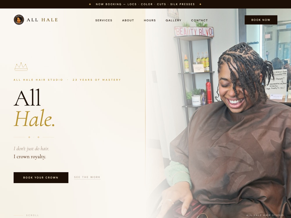 All Hale Hair Studio website